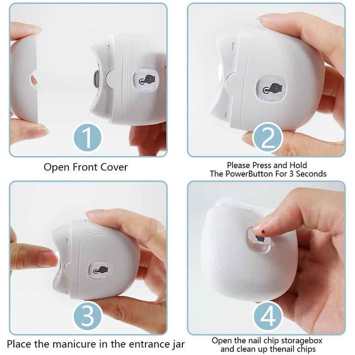 NNEDSZ White Automatic Electric Nail Trimmer with LED Light, Rechargeable Nail Clipper and File for Adults & Kids, Portable Nail Care Device