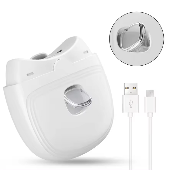 NNEDSZ White Automatic Electric Nail Trimmer with LED Light, Rechargeable Nail Clipper and File for Adults & Kids, Portable Nail Care Device