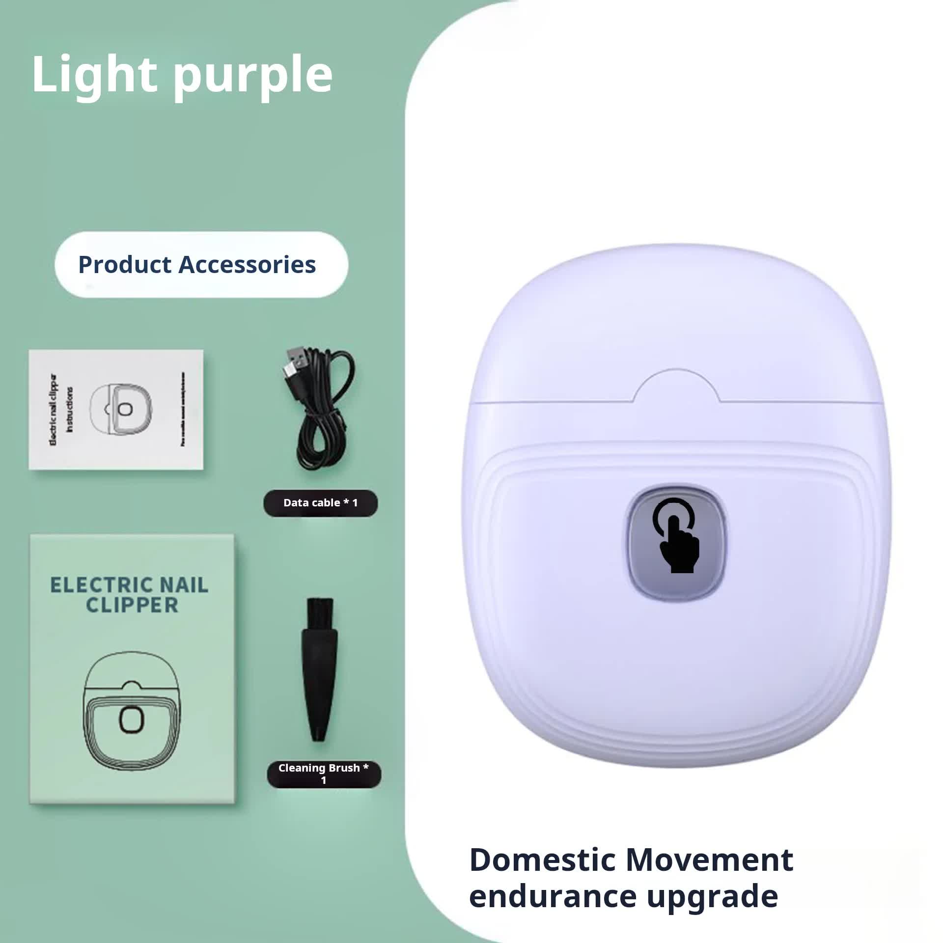 NNEDSZ Purple Automatic Electric Nail Trimmer with LED Light, Rechargeable Nail Clipper and File for Adults & Kids, Portable Nail Care Device