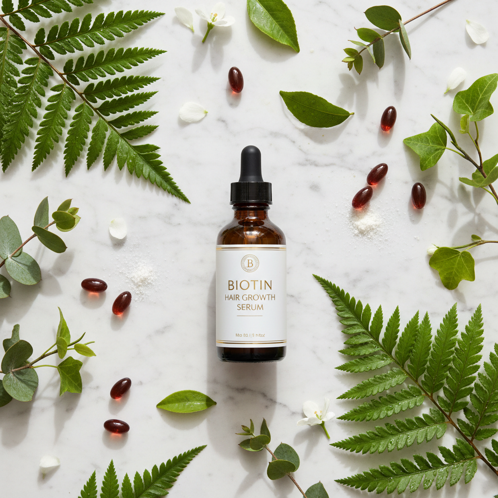 Biotin Serum Flat Lay