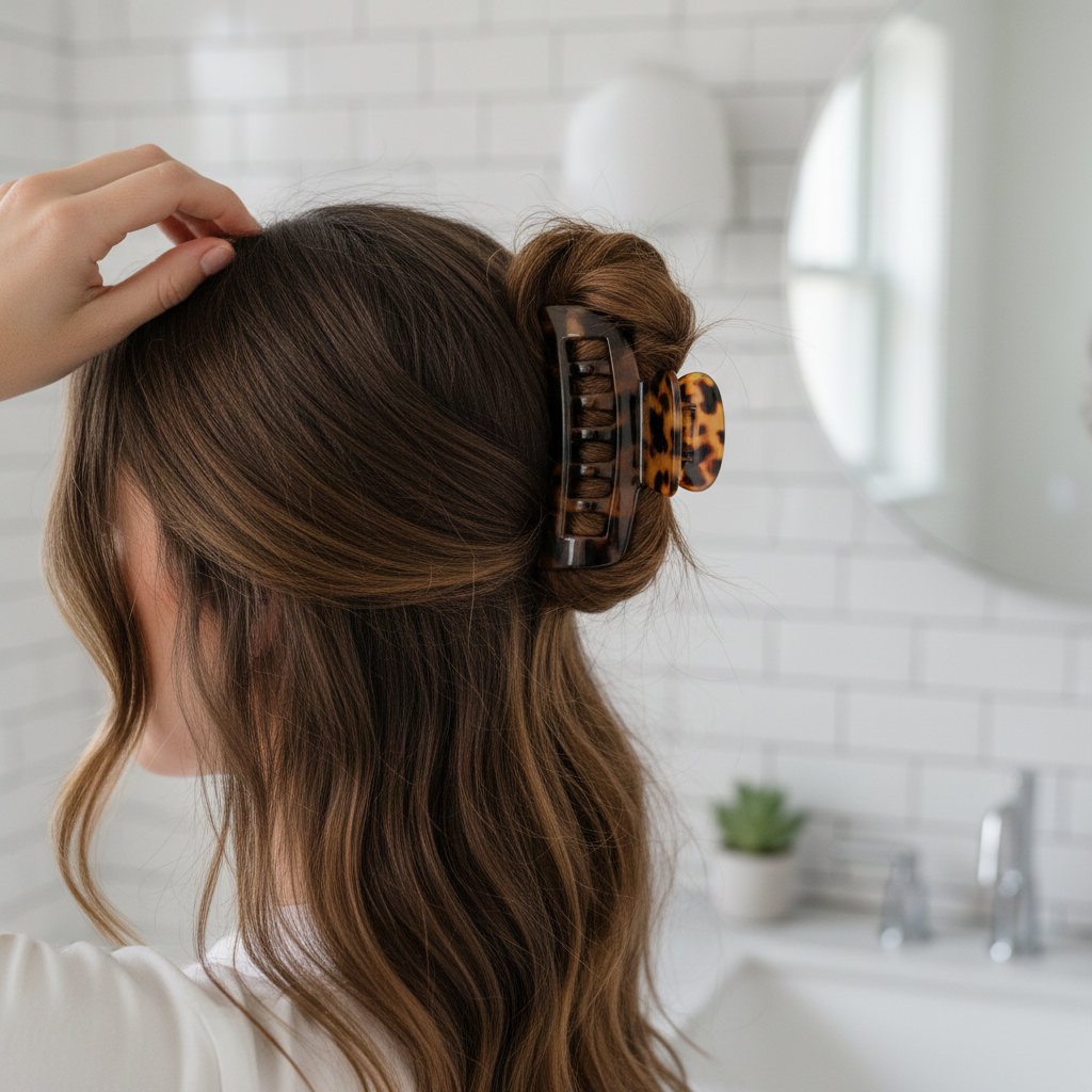 Woman Using Large Clip Bun